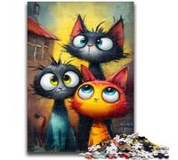 Puzzles pour Adultes 1000 pièces Trois Chats aident Le Cerveau à exercer des Jouets addictifs pour cultiver la Patience Collection d'artistes, Beaux-Arts 50x75cm