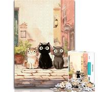 Puzzles pour Adultes 1000 pièces Trois Chats, Jeux éducatifs, décoration d'intérieur, Cadeau d'anniversaire, Art Mural (38x26cm)
