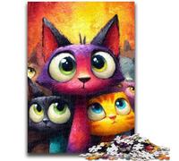 Puzzles pour Adultes 1000 pièces Trois Chats Jeux éducatifs Décoration d'intérieur Collection d'artistes, Beaux-Arts 26x38cm