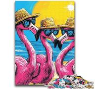 Puzzles pour Adultes 1000 pièces Trois Flamants Roses pour Les 14 Ans et Plus Jouet éducatif intellectuel décompressant Excellent Cadeau 38x26cm