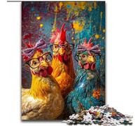 Puzzles pour Adultes 1000 pièces Trois Poules, pour 14 Ans et Plus, pour s'amuser en Famille et Passer Une soirée Jeux, Collection d'artistes, Beaux-Arts (Taille 26x38cm)