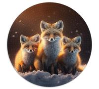 Puzzles pour Adultes 1000 pièces Trois Renards Puzzle Rond 1000 pièces Jeu Familial interactif, Convient aux 14 Ans et Plus 67,5 x 67,5 cm