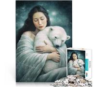 Puzzles pour Adultes 1000 pièces Tu ES en sécurité, Ours Polaire Jeu de Casse-tête avec des pièces de Formes aléatoires entièrement imbriquées 52x38cm