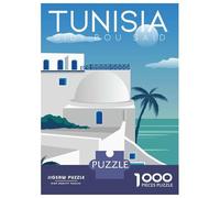 Puzzles pour Adultes 1000 Pièces Tunisia Sidi BOU Said Travel Puzzles pour Adolescents Découpe De Précision Difficulté Et Défi Cadeaux d'anniversaire Et Cadeaux Uniques 52x38cm/1000pcs