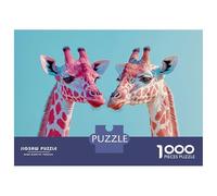Puzzles pour Adultes 1000 Pièces Two Giraffes with Pink and Red Spots Puzzles pour Adultes : des Jeux Amusants, Drôles Et Stimulants À Terminer 52x38cm/1000pcs