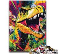 Puzzles pour Adultes 1000 pièces Tyrannosaurus Rex Graffiti Jouets Jeux éducatifs Anti-Stress Interaction Parent-Enfant pour Les 14 Ans et Plus 50x75cm