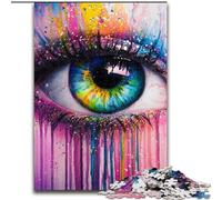 Puzzles pour Adultes 1000 pièces : Un bel œil avec de la Peinture colorée,Un défi d'intelligence cérébrale,des Jouets addictifs,Un Cadeau d'anniversaire,des Cadeaux,Une décoration Murale (26x38cm)