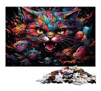 Puzzles pour Adultes 1000 pièces Un Chat en colère Décoration de la Maison Puzzles Cadeaux de Noël 1000 PCS (38x26cm)