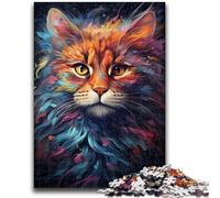 Puzzles pour Adultes 1000 pièces : Un Chat Magique coloré et étonnant Difficile à Terminer, mais Amusant et Humoristique Affiche et fiche de Questions-réponses Assorties 50x75cm