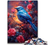Puzzles pour Adultes 1000 pièces Un Petit Oiseau Bleu Mignon et Difficile à réaliser, mais Amusant et Humoristique, Jeu éducatif pour Anniversaire 50x75cm
