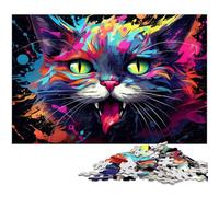 Puzzles pour Adultes 1000 pièces Un Puzzle de Chat en colère découpé avec précision est idéal comme Cadeau pour Toute la Famille 1000 pièces (38 x 26 cm)