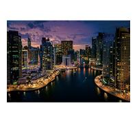 Puzzles pour Adultes 1000 pièces, Un Puzzle de Dubaï Marina dans la Nuit des Émirats Arabes Unis, adapté aux décorations murales et aux Jeux de Famille