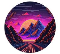 Puzzles pour Adultes 1000 pièces Un Voyage Synthwave Puzzle Circulaire Puzzle Puzzles en Carton 67,5x67,5 cm