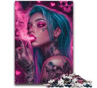 Puzzles pour Adultes 1000 pièces : Une Belle Fille tatouée, pour Les 14 Ans et Plus Cadeaux intéressants pour la réduction du Stress, pour Les Amis et la Famille, 50 x 75 cm