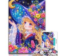 Puzzles pour Adultes 1000 pièces : Une sorcière animée, Un Jeu Stimulant et Familial avec Affiche et fiche de Questions-réponses Assorties (50x75cm)