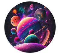 Puzzles pour Adultes 1000 pièces Univers Planète Puzzles Ronds en Carton pour la fête des mères, Les Anniversaires, Noël 67,5 x 67,5 cm
