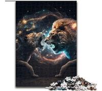 Puzzles pour Adultes 1000 pièces Universal Lion Fury en Bois, Casse-tête Stimulant pour Adolescents, Jeu interactif Familial 1000 pièces(50x75cm)