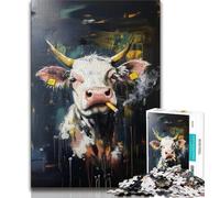 Puzzles pour Adultes 1000 pièces Vache Basquiat, Jeu éducatif et Stimulant pour Toute la Famille pour Anniversaire et Noël (75x50cm)