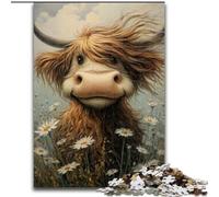 Puzzles pour Adultes 1000 pièces Vache des Highlands, Analyse et logique avec pièces entièrement emboîtables de Formes aléatoires, pour Les 14 Ans et Plus (Taille 50x75cm)