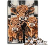 Puzzles pour Adultes 1000 pièces Vache des Highlands Anti-Stress Défi Difficile Convient pour la décoration de Bureau 26x38cm