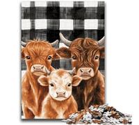 Puzzles pour Adultes 1000 pièces Vache des Highlands Jeu de réflexion Jeu éducatif pour Anniversaire, Noël pour Les 14 Ans 50x75cm