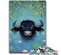 Puzzles pour Adultes 1000 pièces Vaches dans l'étang Jouets Jeux éducatifs Soulagement du Stress Convient pour la décoration de Bureau 26x38cm