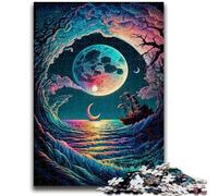 Puzzles pour Adultes 1000 pièces Vagues colorées Jeux éducatifs Jeu éducatif pour Anniversaire, Noël pour et 14 Ans 26x38cm