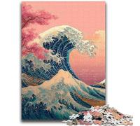 Puzzles pour Adultes 1000 pièces Vagues de Style Japonais, Jouet éléphant, Jeu intellectuel, Cadeau d'anniversaire, décoration Murale pour Les 14 Ans et Plus 26x38cm