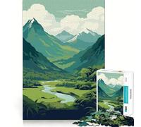 Puzzles pour Adultes 1000 pièces Vallée des sapins Jeu d'ajustement précis Casse-tête Cadeau Moment de détente et de Divertissement Cadeau Artistique de Noël (38x52cm)
