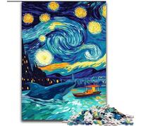 Puzzles pour Adultes 1000 pièces Van Gogh Baleines du Ciel Nocturne, Analyse et logique, avec des pièces de Formes aléatoires entièrement emboîtables, à partir de 14 Ans (Taille 26x38cm)