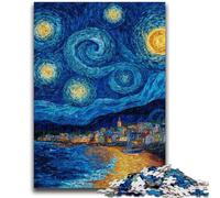 Puzzles pour Adultes 1000 pièces Van Gogh Ciel Nocturne Difficile et défi avec Affiche correspondante et Feuille de Questions pour Les 14 Ans 50x75cm