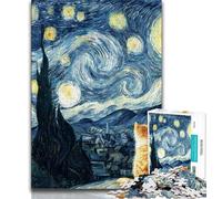 Puzzles pour Adultes 1000 pièces Van Gogh Night Sky Cat, Anti-Stress Staycation Kill Time, Collection d'artistes, Beaux-Arts pour Les 14 Ans et Plus 38x26cm