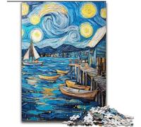 Puzzles pour Adultes 1000 pièces Van Gogh Night Sky Puzzles en Carton Idéal pour décorer et stimuler Le Cerveau Cadeau (Taille 26x38cm)