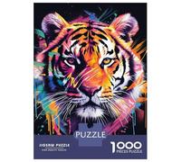 Puzzles pour Adultes 1000 Pièces Vibrant Abstract Tiger Portrait Puzzles pour Adultes - Défi Difficile - Stimulez Votre Cerveau avec Ce Jeu Unique 52x38cm/1000pcs
