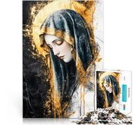 Puzzles pour Adultes 1000 pièces Vierge Marie dorée Fait de Bois Convient aux Personnes âgées de 14 Ans et Plus Jeu éducatif Défi Jouet Excellent Cadeau pour Les Jeux。Taille：50x75cm