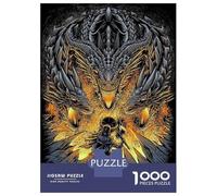 Puzzles Pour Adultes - 1000 Pièces Viking Versus Three-Headed Dragon Illustration Puzzle Pour Adultes - Jeux Relaxants - Améliore La Mémoire - Cadeaux Uniques Pour Un Anniversaire Ou Noël 52x38cm/1000
