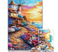 Puzzles pour Adultes 1000 pièces Village balnéaire Difficile, défi Anti-Stress, Interaction Parent-Enfant, à partir de 14 Ans, 38x26cm