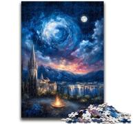 Puzzles pour Adultes 1000 pièces Ville Antique sous Le Ciel Nocturne Jouets éducatifs Jeux Anti-Stress Décoration d'intérieur Unique et Cadeaux 50x75cm