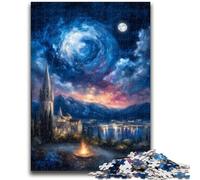 Puzzles pour Adultes 1000 pièces Ville Antique sous Le Ciel Nocturne Puzzles pour Adultes, Jeu Stimulant, idéal comme Cadeau pour Toute la Famille (50x75cm)