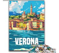 Puzzles pour Adultes 1000 pièces Ville de Vérone Italie, pour Les 14 Ans et Plus Décoration d'intérieur comme Cadeau pour Toute la Famille et Les Amis 75x100cm