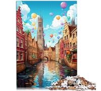 Puzzles pour Adultes 1000 pièces Ville Jouet éducatif Anti-Stress Puzzle 14,96 po x 20,47 po Idées Cadeaux pour Adolescents de 14 Ans et Plus