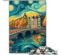 Puzzles pour Adultes 1000 pièces Ville sous Le Ciel Nocturne, Jeu Familial Anti-Stress, défi Difficile, renforce l'amour Entre Couples (Taille 26x38cm)