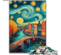 Puzzles pour Adultes 1000 pièces Ville sous Le Ciel Nocturne, Jeu Stimulant et Familial avec des pièces de Formes aléatoires entièrement emboîtables (Taille 50x75cm)