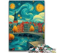 Puzzles pour Adultes 1000 pièces Ville sous Le Ciel Nocturne Jouets Jeux éducatifs Soulagement du Stress Décoration d'intérieur Unique et Cadeaux 50x75cm