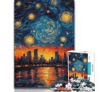 Puzzles pour Adultes 1000 pièces Ville sous Le Ciel Nocturne Puzzles pour Adultes, Anti-Stress Staycation Kill Time Améliorer l'amour Entre Les Couples (Taille 38x26cm)
