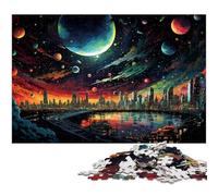 Puzzles pour Adultes 1000 pièces Villes colorées du Futur sur Terre Décoration de la Maison Puzzles Cadeaux de Noël 1000 pièces (38 x 26 cm)