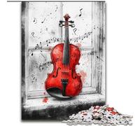 Puzzles pour Adultes 1000 pièces Violon Rouge Puzzles en Carton Un Casse-tête Stimulant pour Les Adolescents, Parfait pour la décoration intérieure ou comme Cadeau Taille 38x26CM