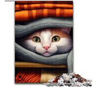 Puzzles pour Adultes 1000 pièces, Visage de Chat drôle, Animal Mignon, Jouet éducatif et décompressant, idéal comme Cadeau pour Toute la Famille (Taille 26x38cm)