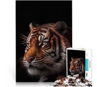 Puzzles pour Adultes 1000 pièces Visage de Tigre pour Le Jeu éducatif Challenge Toy avec des pièces de Formes aléatoires entièrement imbriquées 38x26cm
