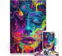 Puzzles pour Adultes 1000 pièces Visage Fondant psychédélique Entraînez Votre Cerveau et Vos Mains Œuvre d'art 38x26cm